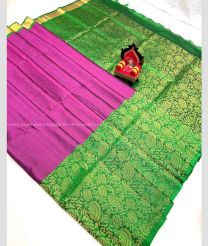 Pink and Green color uppada pattu handloom saree with big border saree design -UPDP0011531
