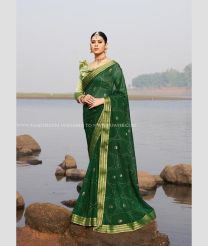 Pine Green color Chiffon sarees with all over buties saree design -CHIF0001097