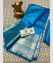 Blue and Silver color mangalagiri pattu sarees with kanchi border design -MAGP0026733