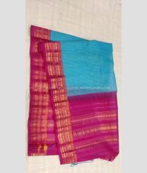 Anand Blue and Pink color gadwal cotton handloom saree with zari border saree design -GAWT0000042