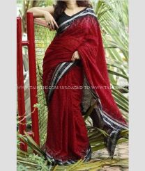 Maroon and Black color linen sarees with all over digital printed design -LINS0003698