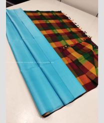Sky Blue and Maroon color soft silk kanchipuram sarees with plain with hand woven unique pattern design -KASS0000586