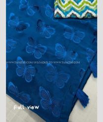 Blue and Cream color silk sarees with all over shine butterfly design -SILK0017542