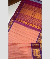 Copper Red and Magenta color gadwal pattu handloom saree with all over checks and buties with kanchi border design -GDWP0001740