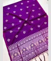 Purple and Lavender color Lichi sarees with all over printed design -LICH0000374
