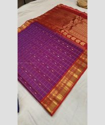 Magenta and Red color gadwal sico handloom saree with all over buties and checks design -GAWI0000455