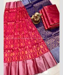 Deep Pink and Navy Blue color Uppada Soft Silk handloom saree with all over wedding design saree -UPSF0002093