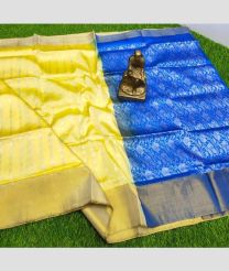 Leafy Green and Blue color Uppada Soft Silk handloom saree with all over hand buties design -UPSF0003609