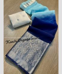 Sky BLue and Navy Blue color Organza sarees with shaded design -ORGS0001839