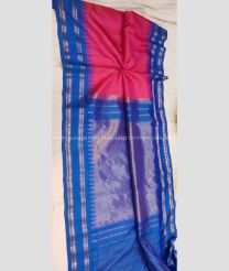 Pink and Royal Blue color gadwal pattu handloom saree with temple  border saree design -GDWP0000328