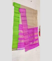 Sandal Pink and Green color gadwal sico handloom saree with temple  border saree design -GAWI0000365