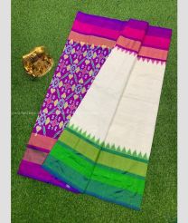 Magenta and Cream color pochampally ikkat pure silk handloom saree with all over buties and design saree -PIKP0015158