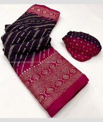 Black and Deep Pink color Georgette sarees with mill foil print with contrast matching border design -GEOS0023964