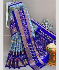 Blue and Royal Blue color pochampally ikkat pure silk handloom saree with pochampally ikkat design -PIKP0036717