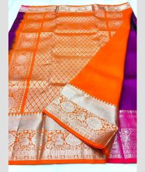 Magenta and Orange color venkatagiri pattu handloom saree with jari border design -VAGP0000942