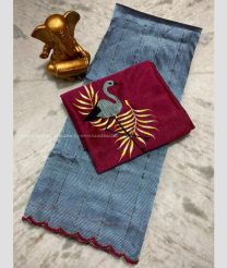 Grey and Magenta color mangalagiri pattu sarees with all over lines work design -MAGP0026629