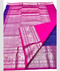 Blue and Magenta color venkatagiri pattu handloom saree with all over buties design -VAGP0000557