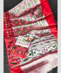Pink and Red color Uppada Tissue handloom saree with all over printed design saree -UPPI0000342