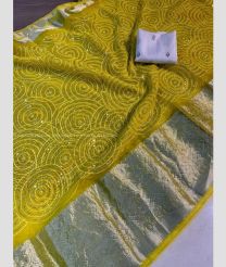 Acid Green and Silver color Organza sarees with multi squence emrodiry work design -ORGS0001875