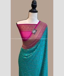 Magenta and Teal color Banarasi sarees with water zari traditional bodywith all over jaal pattern soft fabric weaving beautiful contrst jaquard border design -BANS0007936