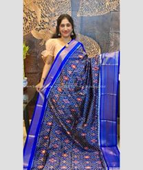 Royal Blue and Navy Blue color pochampally ikkat pure silk sarees with all over pochampally ikkat design -PIKP0038036