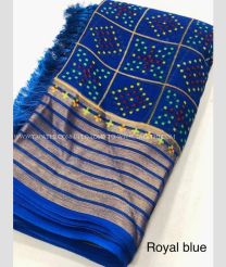 Blue color Kora handloom saree with golden zari weaving border design -KORS0000057