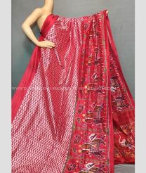 Red and Maroon color pochampally ikkat pure silk handloom saree with special patola design saree -PIKP0016003