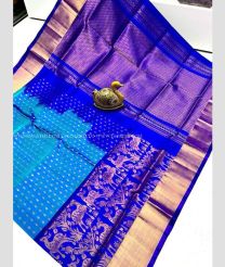 Blue and Royal Blue color uppada pattu sarees with anchulatha border design -UPDP0022094