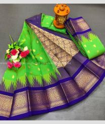 Parrot Green and Plum Purple color Chenderi silk handloom saree with all over butties design -CNDP0012277