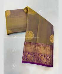 Brown and Magenta color kanchi pattu handloom saree with all over big buties design -KANP0013739