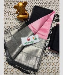 Black and Rose Pink color mangalagiri pattu sarees with kanchi border design -MAGP0026721