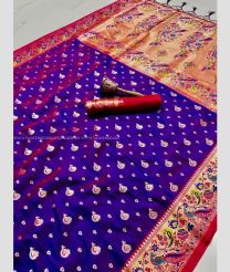Purple and Red color paithani sarees with minakari boder and heavy mina zari weaving pallu design -PTNS0005247