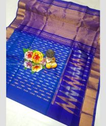 Blue and Purple color uppada pattu handloom saree with all over sequence buties with anchulatha border design -UPDP0021147