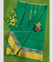 Green and Golden color Uppada Cotton sarees with all over checks design -UPAT0004762