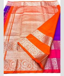 Purple and Orange color venkatagiri pattu handloom saree with khaddi border design -VAGP0000929
