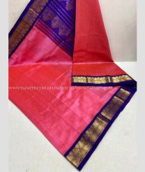 Pink and Royal Blue color kuppadam pattu handloom saree with allover saree specially weaved on both sides kuppadam kanchi boarder design -KUPP0070299