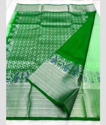 Pista and Green color venkatagiri pattu handloom saree with all over silver lines design -VAGP0000910