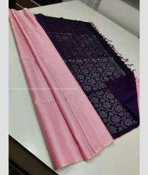 Baby Pink and Black color soft silk kanchipuram sarees with hand woven with unique collection design -KASS0000572