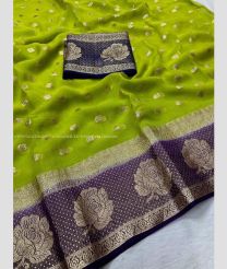 Parrot Green and Navy Blue color Georgette sarees with all over jari buties design -GEOS0024198