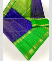 Blue and Parrot Green color kuppadam pattu sarees with kuppadam kanchi border design -KUPP0097199