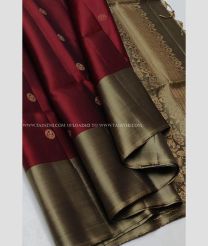 Red and Sage color soft silk kanchipuram sarees with all over buttas design -KASS0001037