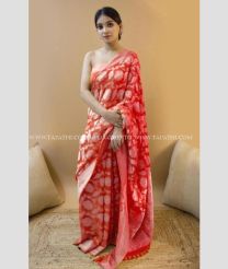 Red and Silver color Lichi sarees with soft silk saree design -LICH0000058