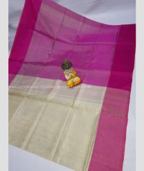 Half white and Pink color Uppada Tissue handloom saree with kaddy border saree design -UPPI0000288