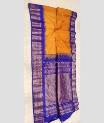 Mango Yellow and Royal Blue color gadwal sico handloom saree with temple  border saree design -GAWI0000324