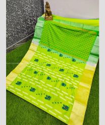 Acid Green and Green color Uppada Soft Silk handloom saree with all over printed design -UPSF0004159