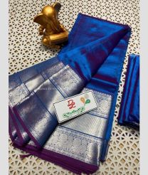 Blue and Magenta color mangalagiri pattu sarees with kanchi border design -MAGP0026723