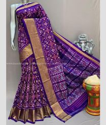 Purple and Golden color pochampally ikkat pure silk handloom saree with pochampally ikkat design -PIKP0036716