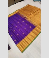 Purple and Green color gadwal sico handloom saree with all over jall checks and buties with temple kuttu border design -GAWI0000640