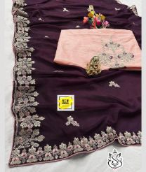 Dark Scarlet and Baby Pink color Georgette sarees with heavy coding l pallu embroidery work design -GEOS0024127
