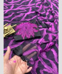 Black and Neon Pink color silk sarees with zari brasso weaving effect with fancy tussles in pallu design -SILK0017263